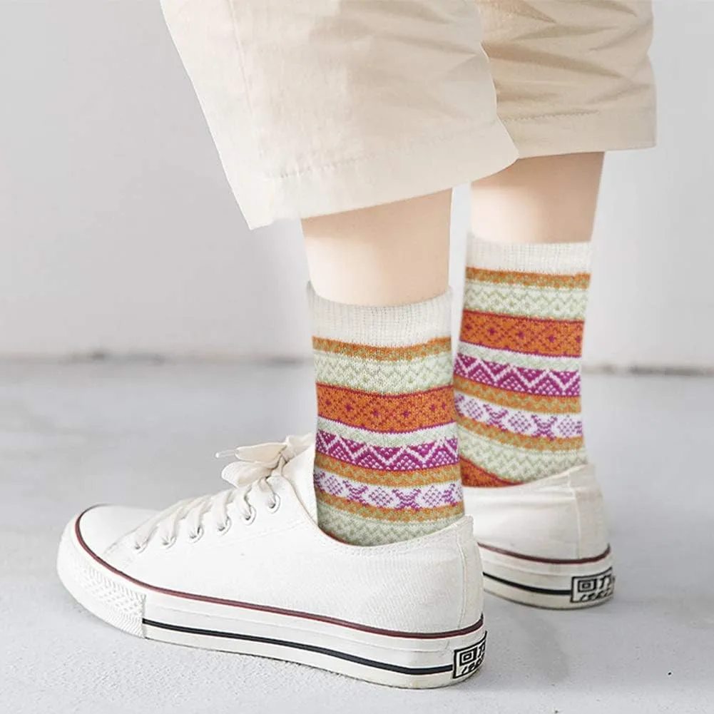 5 Pack Womens Wool Socks, Stocking Stuffers Gifts for Women Men Knit Warm Soft Crew Boot Sock for Winter Hiking