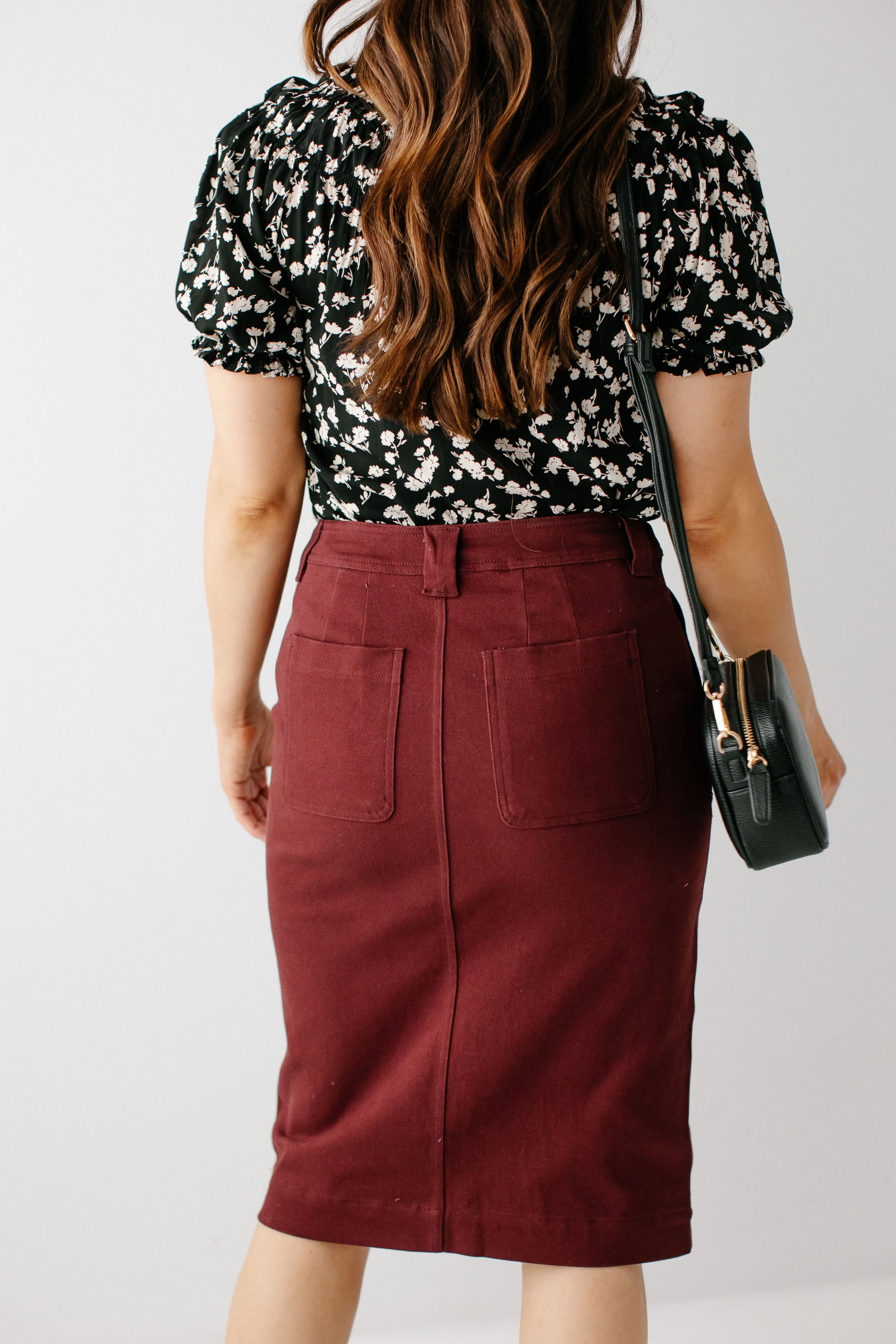 'Adrian' Classic Denim Midi Skirt FINAL SALE