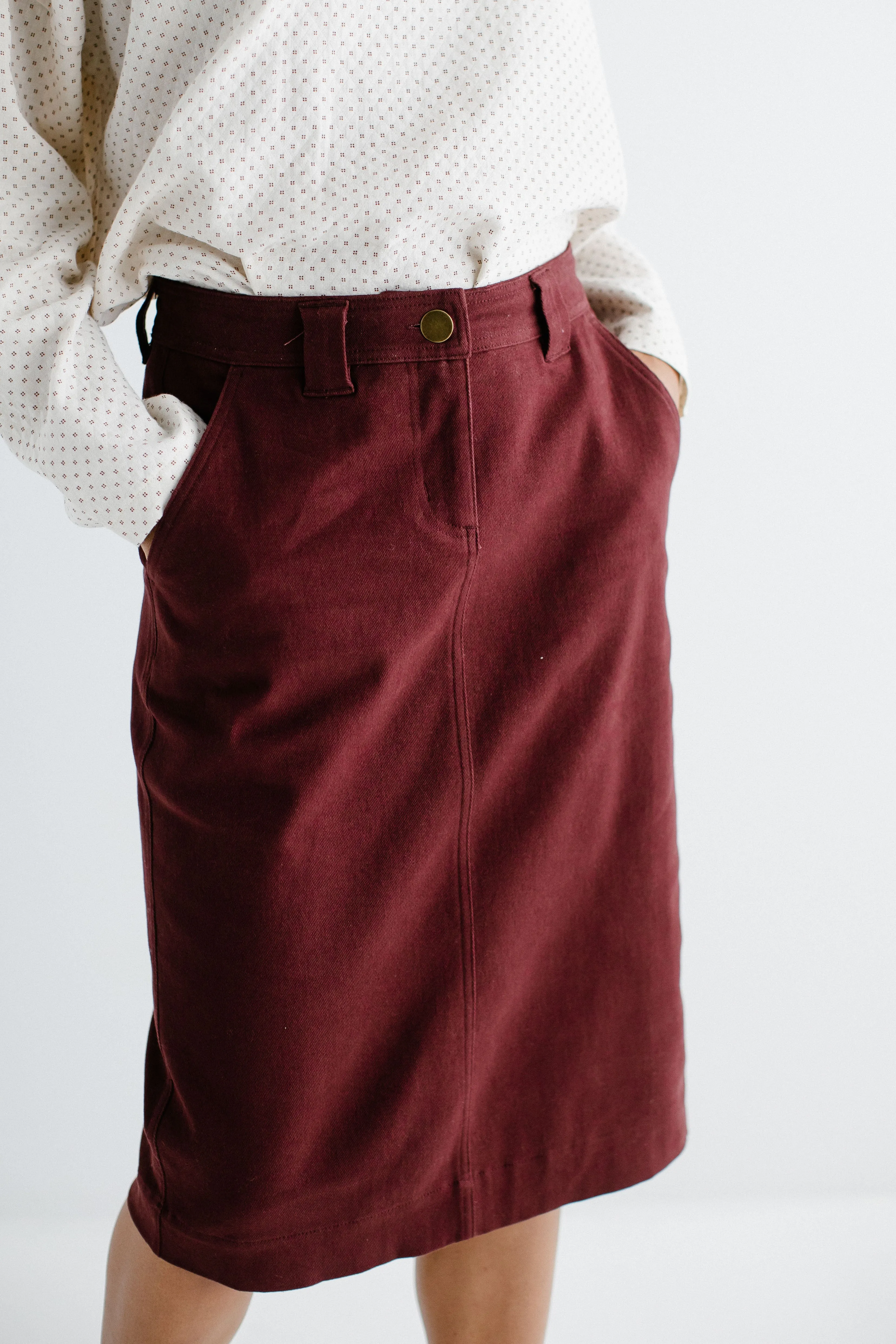 'Adrian' Classic Denim Midi Skirt FINAL SALE