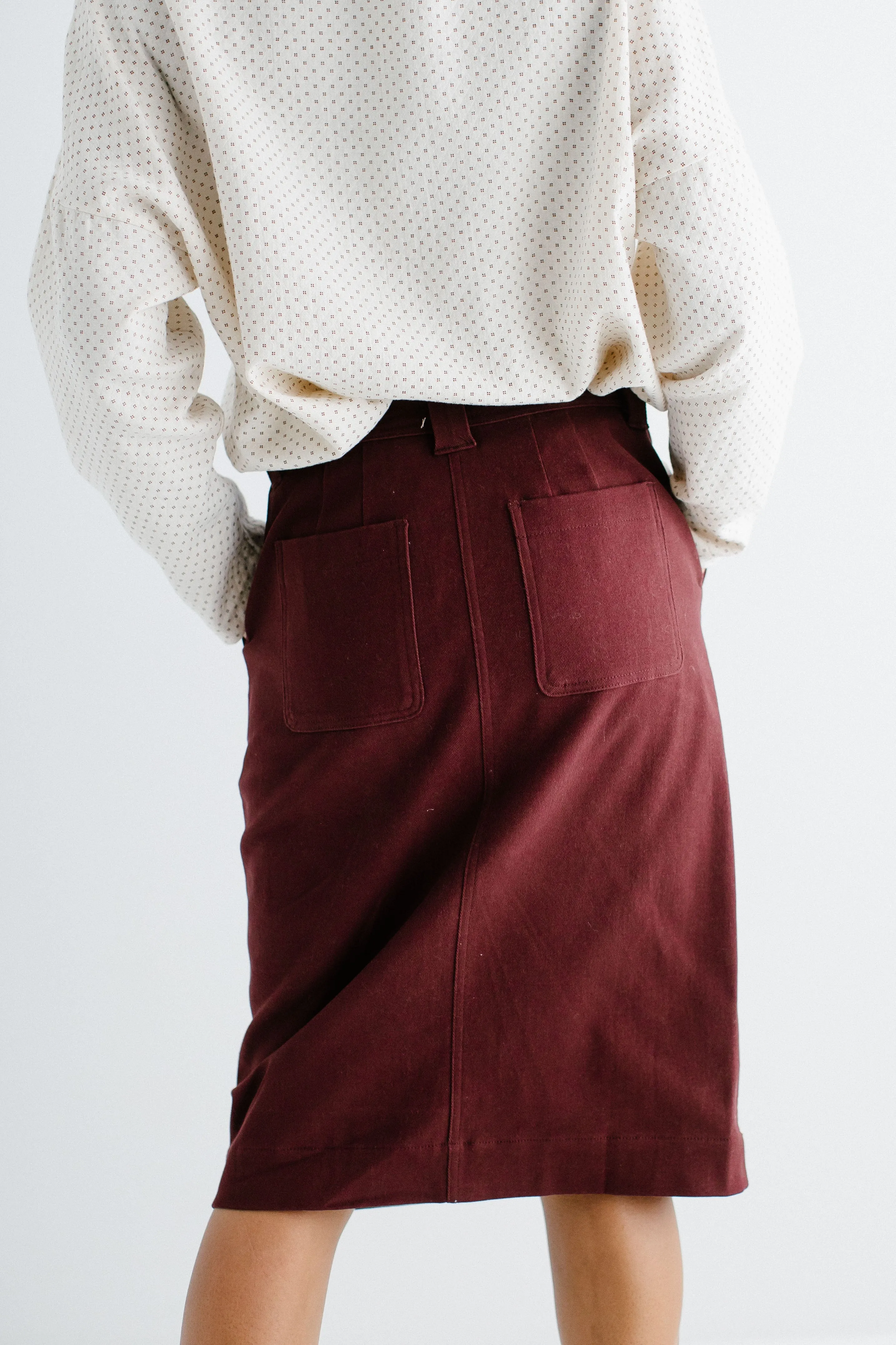 'Adrian' Classic Denim Midi Skirt FINAL SALE