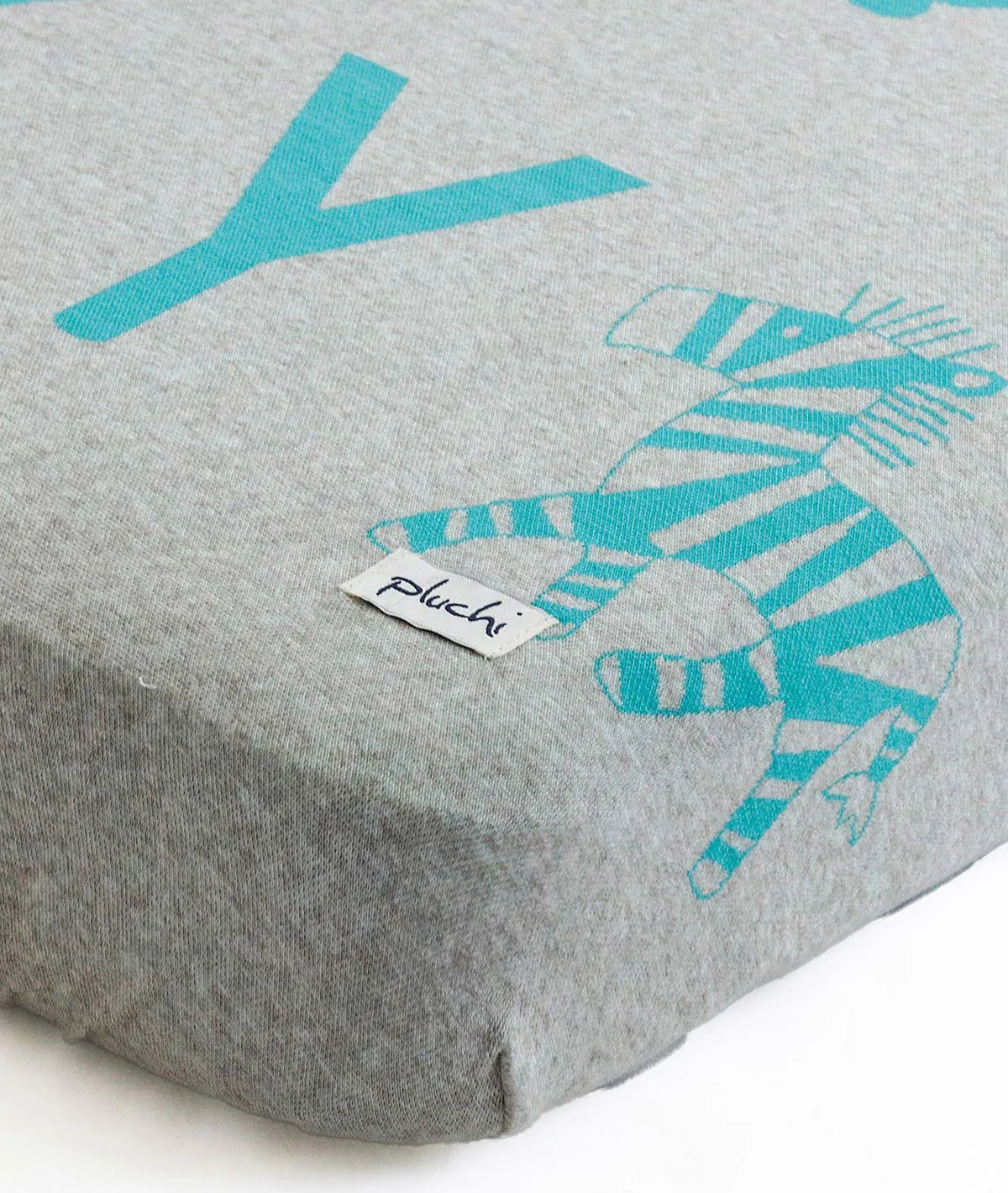Alphabet Vanilla Grey Cotton Knitted Cot Sheet & Pillow Set for Babies