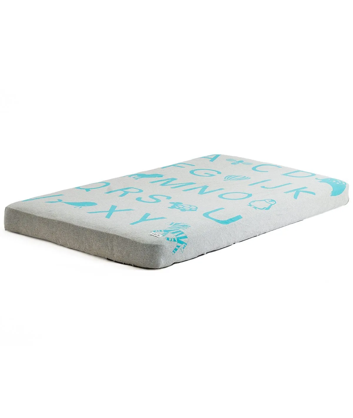 Alphabet Vanilla Grey Cotton Knitted Cot Sheet & Pillow Set for Babies