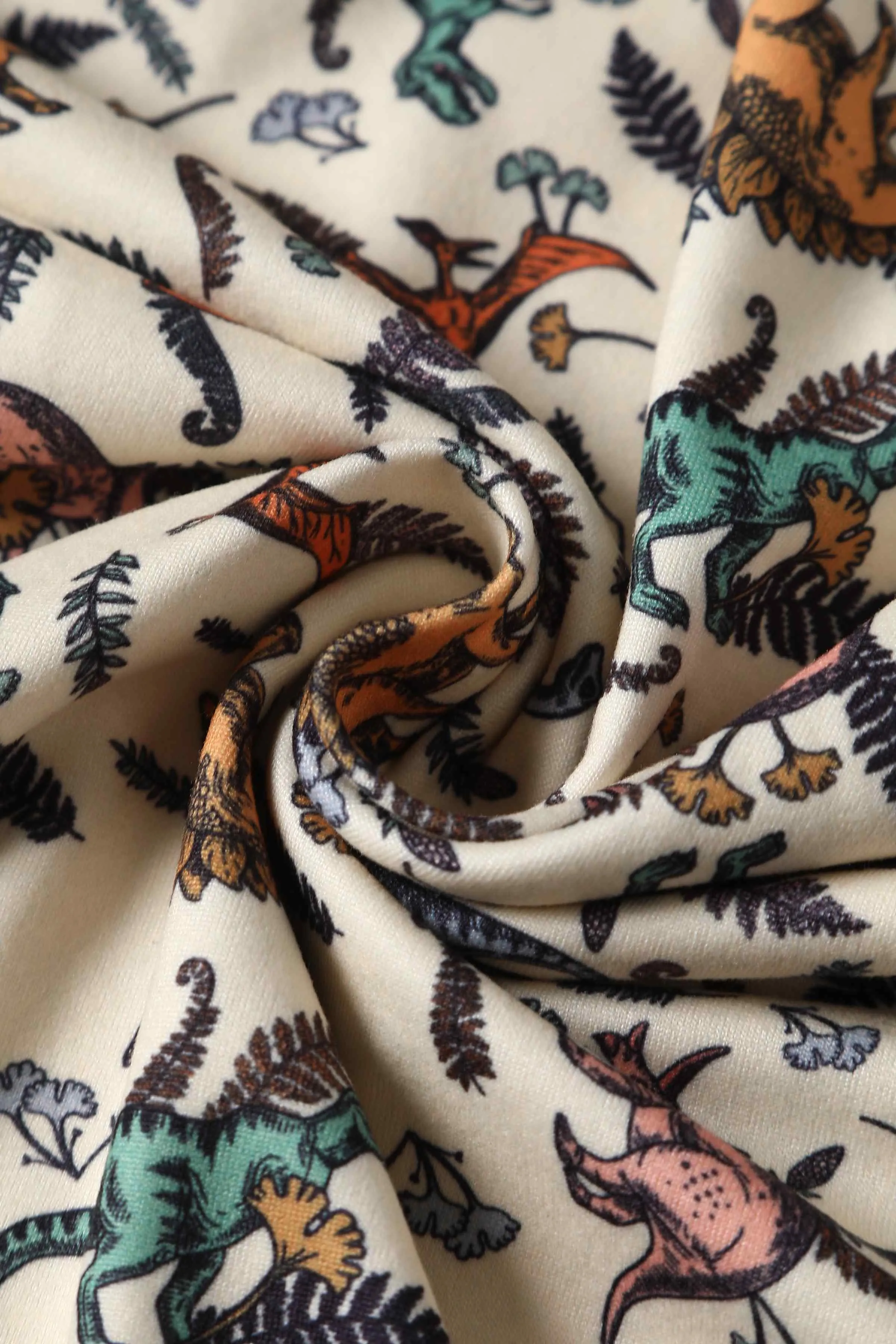Billie Dinosaur Beige Long Sleeved Dress