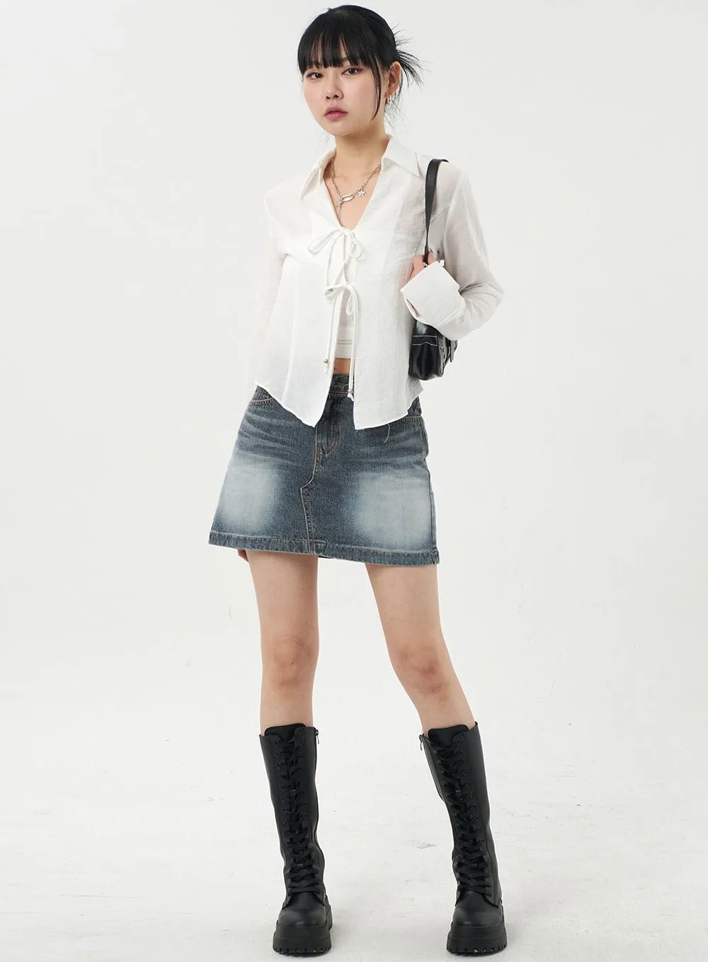 Blue Denim Mini Skirt CA327