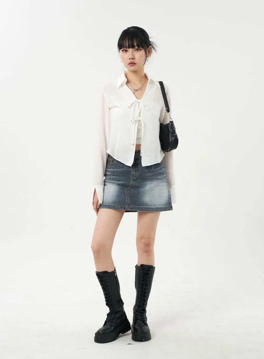 Blue Denim Mini Skirt CA327