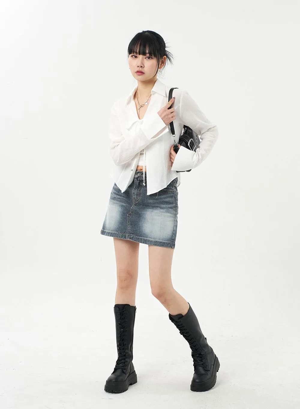 Blue Denim Mini Skirt CA327