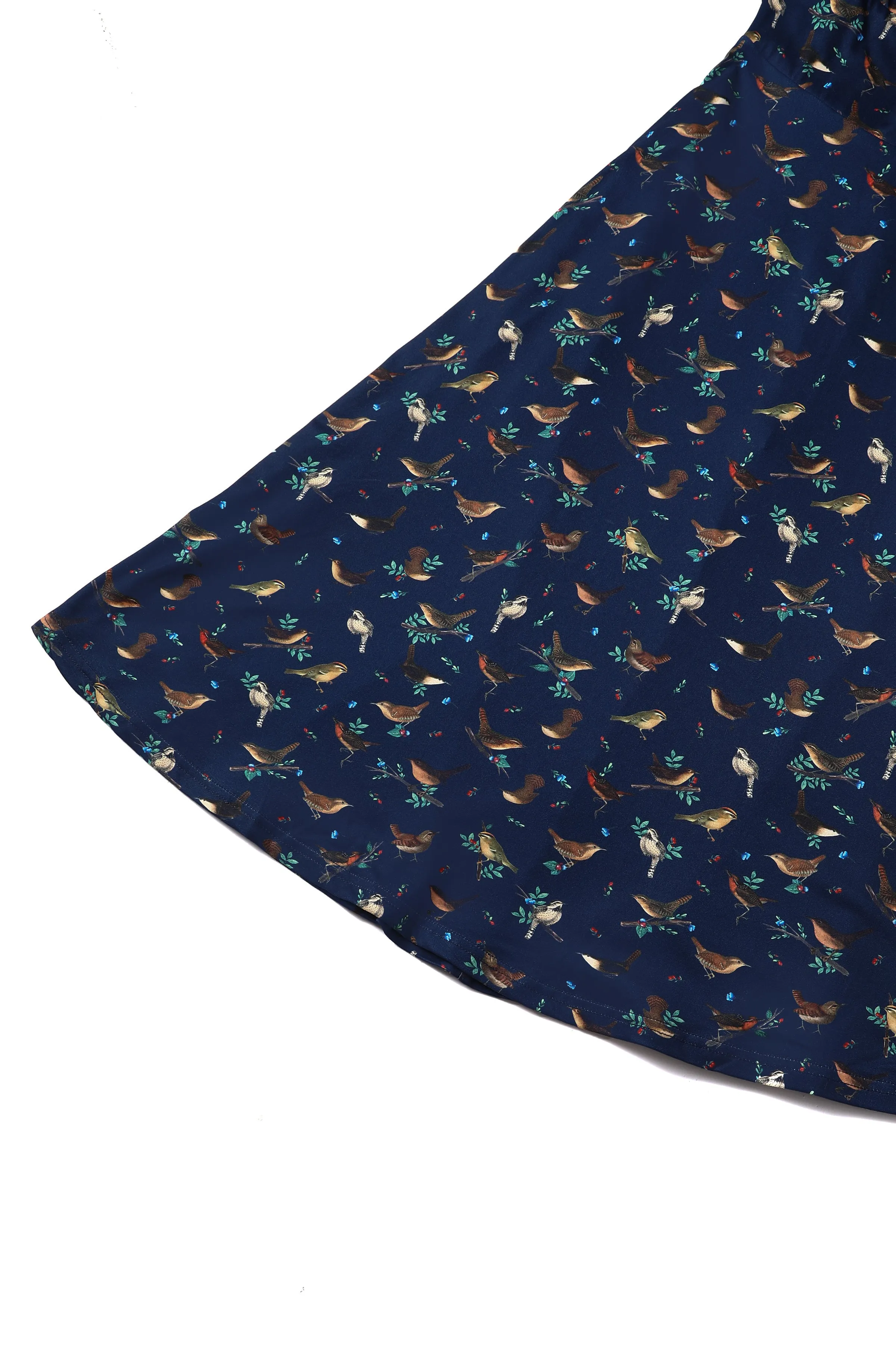 Brenda Navy Blue Bird Print Dress