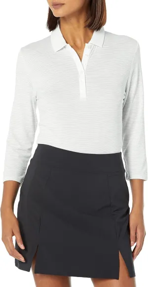 Callaway Women's 3/4 Sleeve Space Dye Golf Polo, Stretch Seams, Moisture-Wicking, Sun Protection, Textured Recycled Fabric