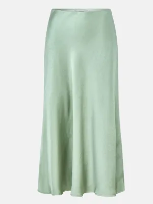 Celeste Bias Cut Sage Green Satin Skirt