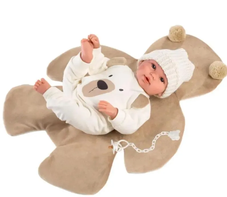 Crying Newborn Baby Beige Bear Doll