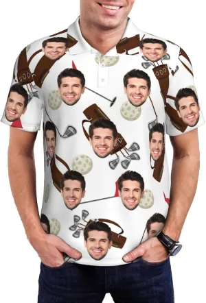 Custom Polo Shirts for Men Personalized Golf Shirt with Face Design Your Own Photo Shirt Short Sleeve Gifts for Xmas