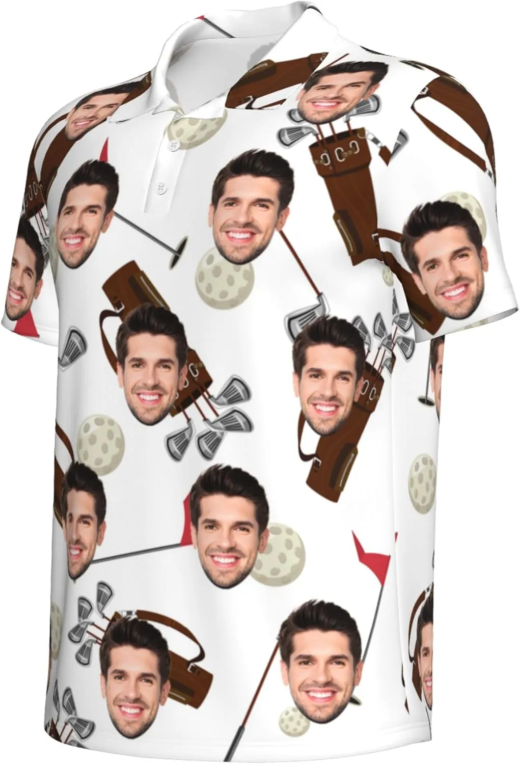 Custom Polo Shirts for Men Personalized Golf Shirt with Face Design Your Own Photo Shirt Short Sleeve Gifts for Xmas