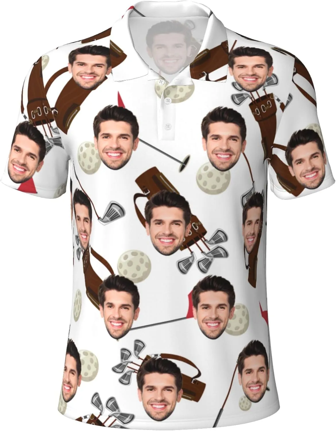 Custom Polo Shirts for Men Personalized Golf Shirt with Face Design Your Own Photo Shirt Short Sleeve Gifts for Xmas
