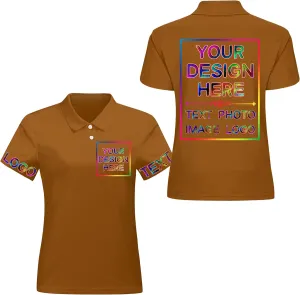 Custom Polo Shirts for Women Design Your Own Text Logo Photo Personalized Customized Golf Shirts Front Back Print