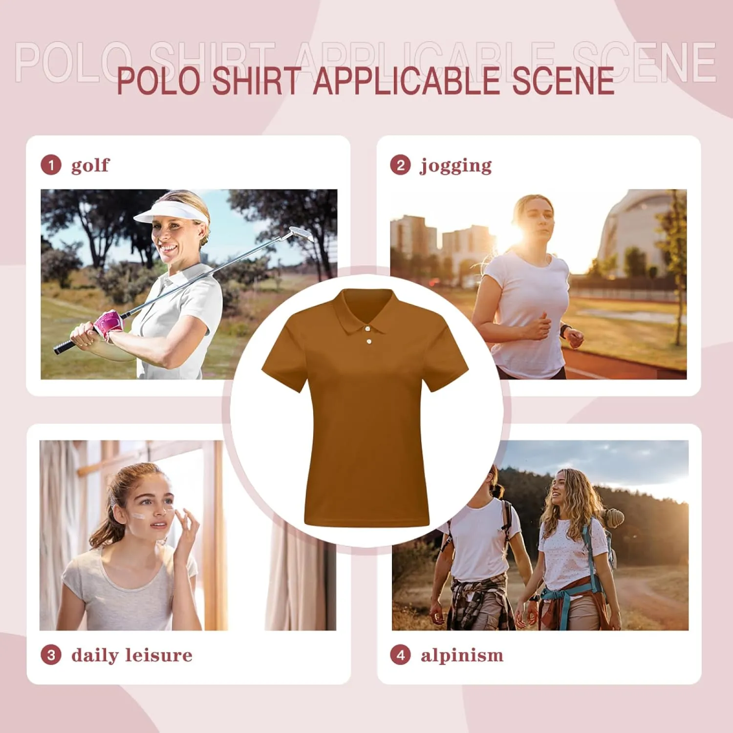 Custom Polo Shirts for Women Design Your Own Text Logo Photo Personalized Customized Golf Shirts Front Back Print