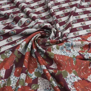 Deadstock Cotton Lawn - Rose Patchwork Stripe - SALE