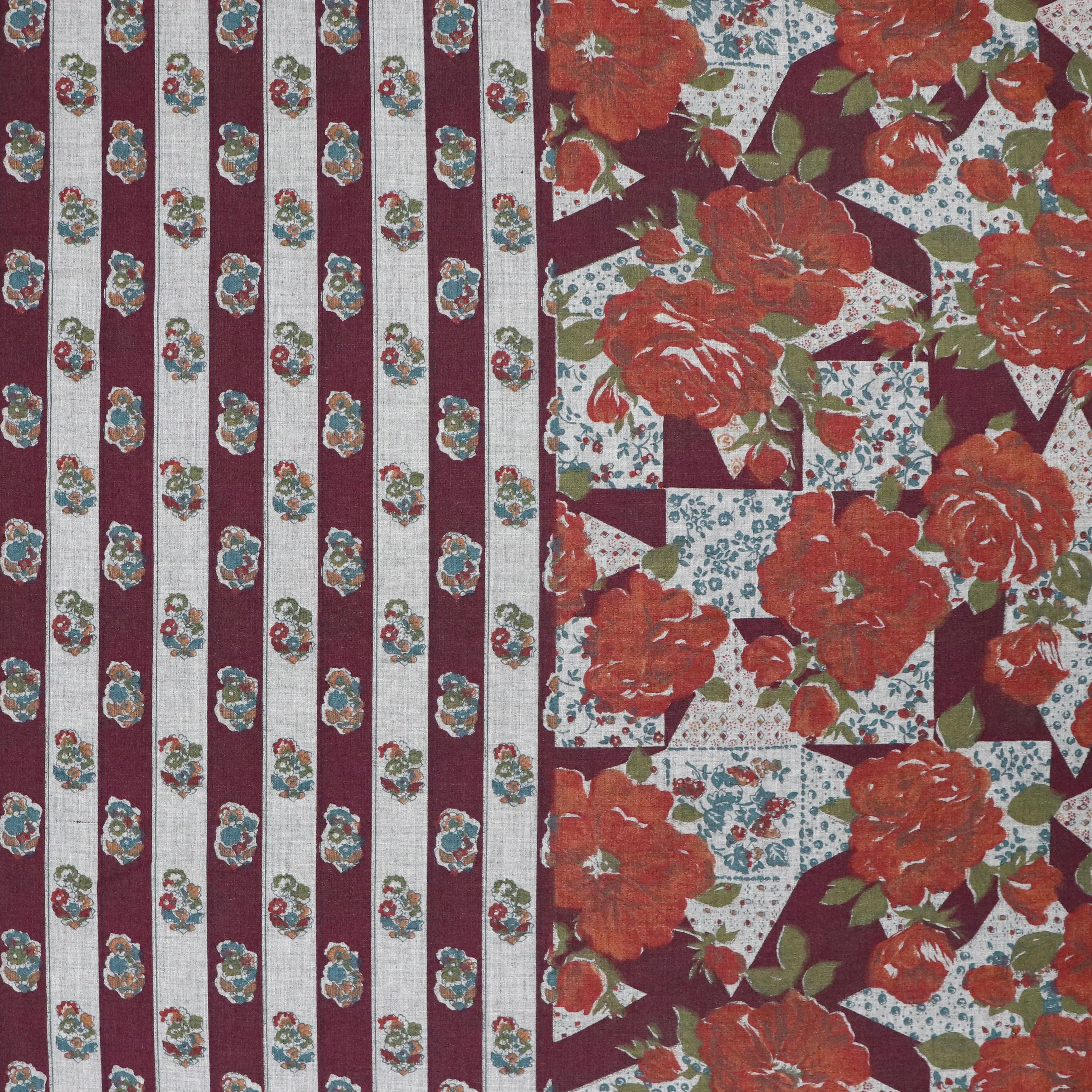 Deadstock Cotton Lawn - Rose Patchwork Stripe - SALE