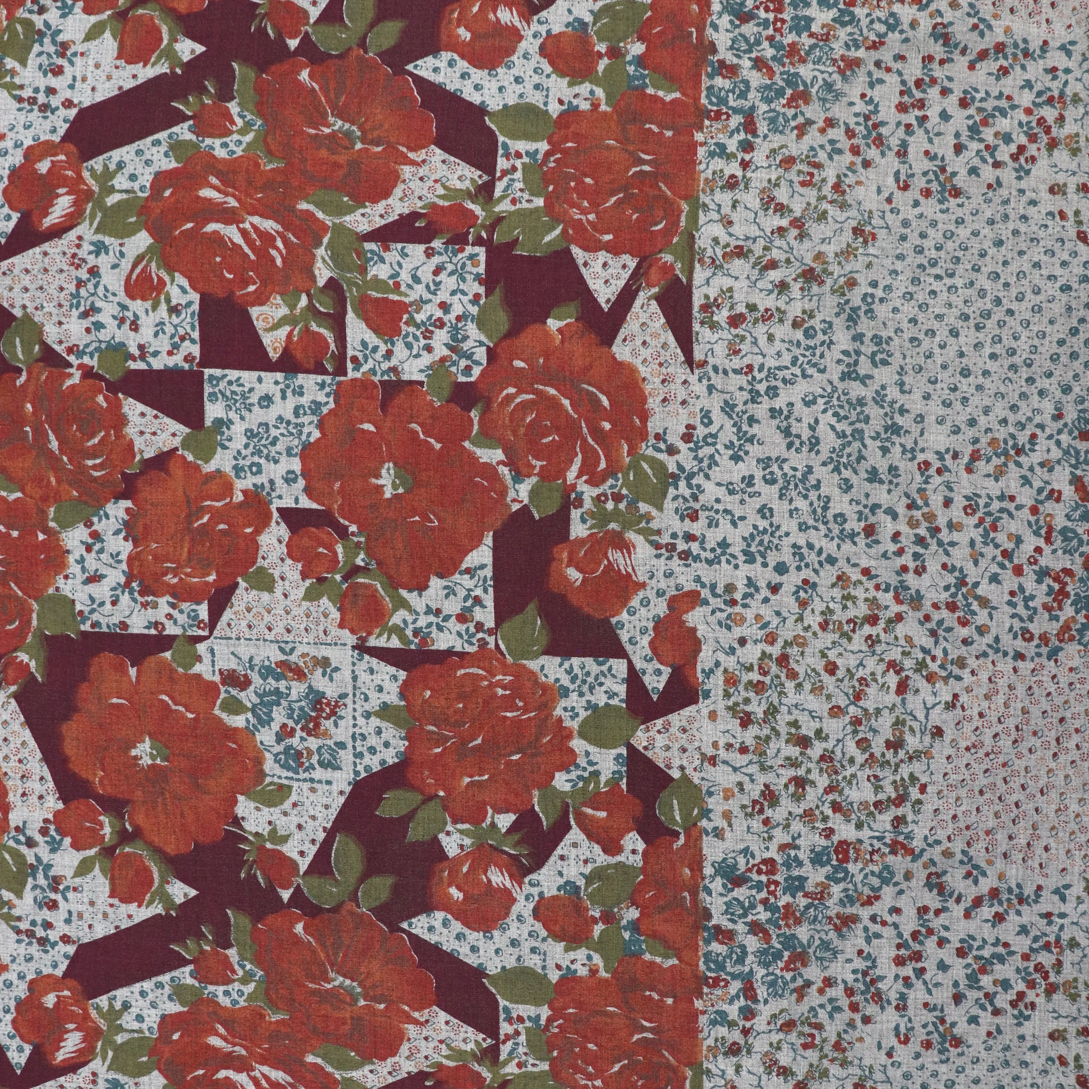 Deadstock Cotton Lawn - Rose Patchwork Stripe - SALE