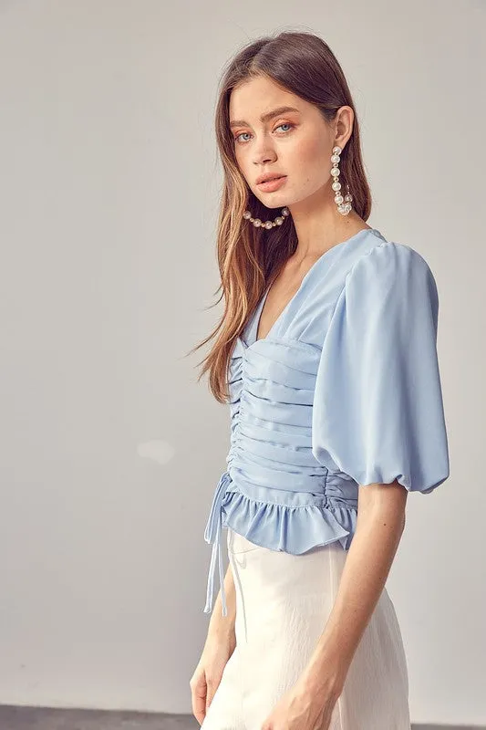Do   Be Collection Junior Puff Sleeve Cinched Top