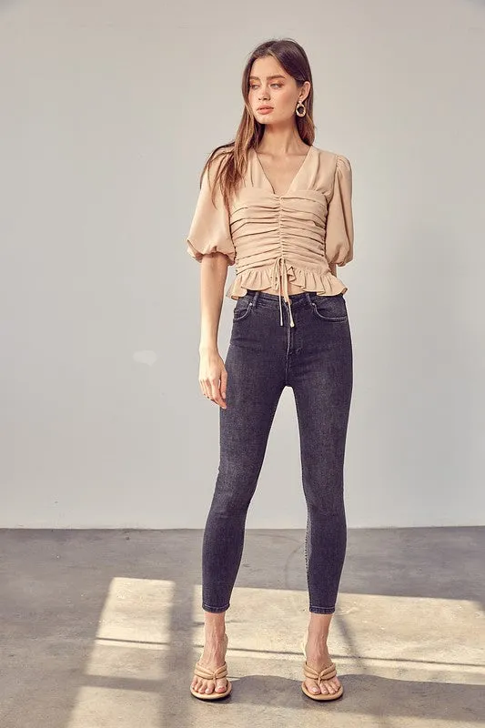 Do   Be Collection Junior Puff Sleeve Cinched Top