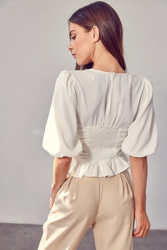 Do   Be Collection Junior Puff Sleeve Cinched Top