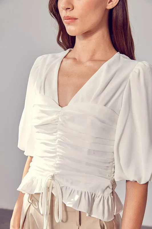 Do   Be Collection Junior Puff Sleeve Cinched Top