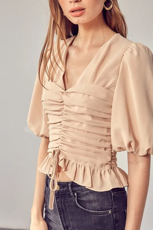Do   Be Collection Junior Puff Sleeve Cinched Top