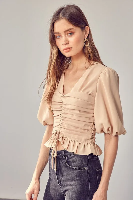 Do   Be Collection Junior Puff Sleeve Cinched Top