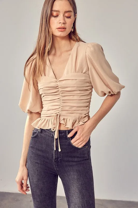 Do   Be Collection Junior Puff Sleeve Cinched Top