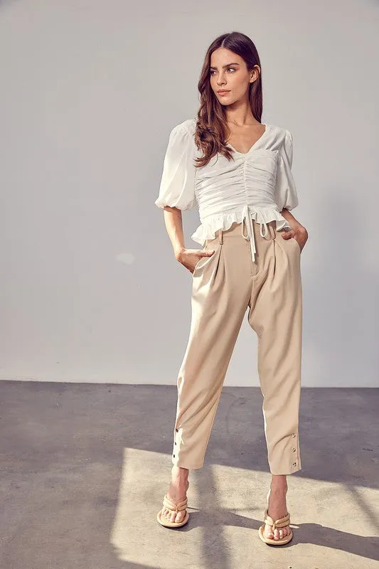 Do   Be Collection Junior Puff Sleeve Cinched Top