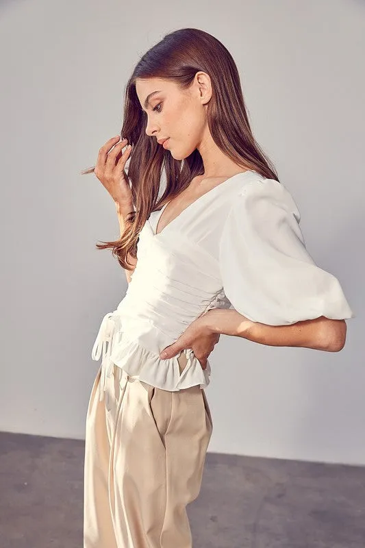 Do   Be Collection Junior Puff Sleeve Cinched Top