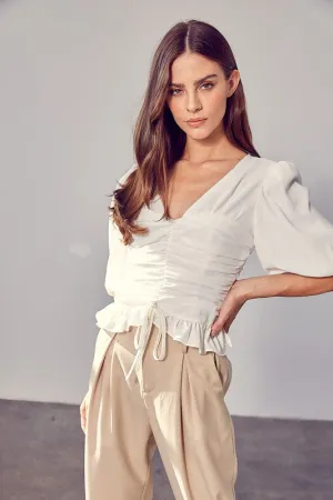 Do   Be Collection Junior Puff Sleeve Cinched Top