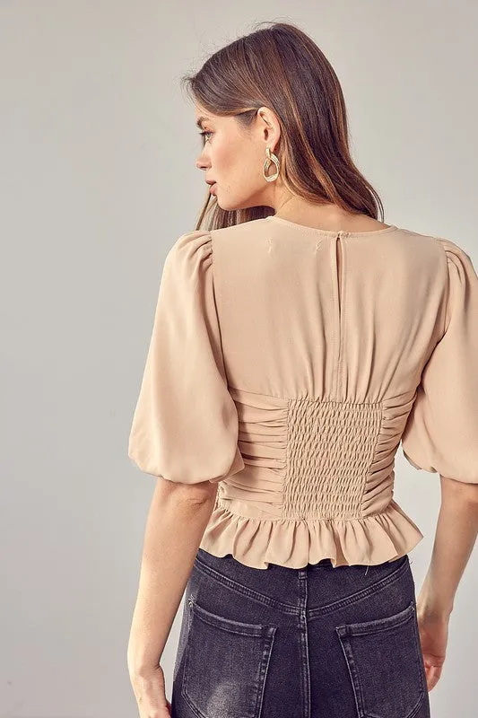 Do   Be Collection Junior Puff Sleeve Cinched Top