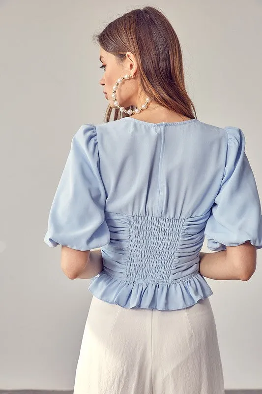 Do   Be Collection Junior Puff Sleeve Cinched Top