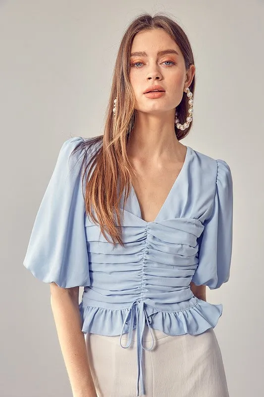 Do   Be Collection Junior Puff Sleeve Cinched Top