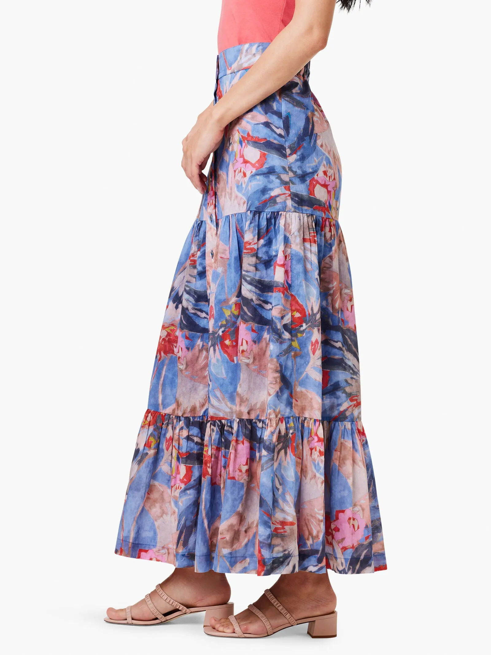Dreamscape Tierd Skirt in Blue Multi