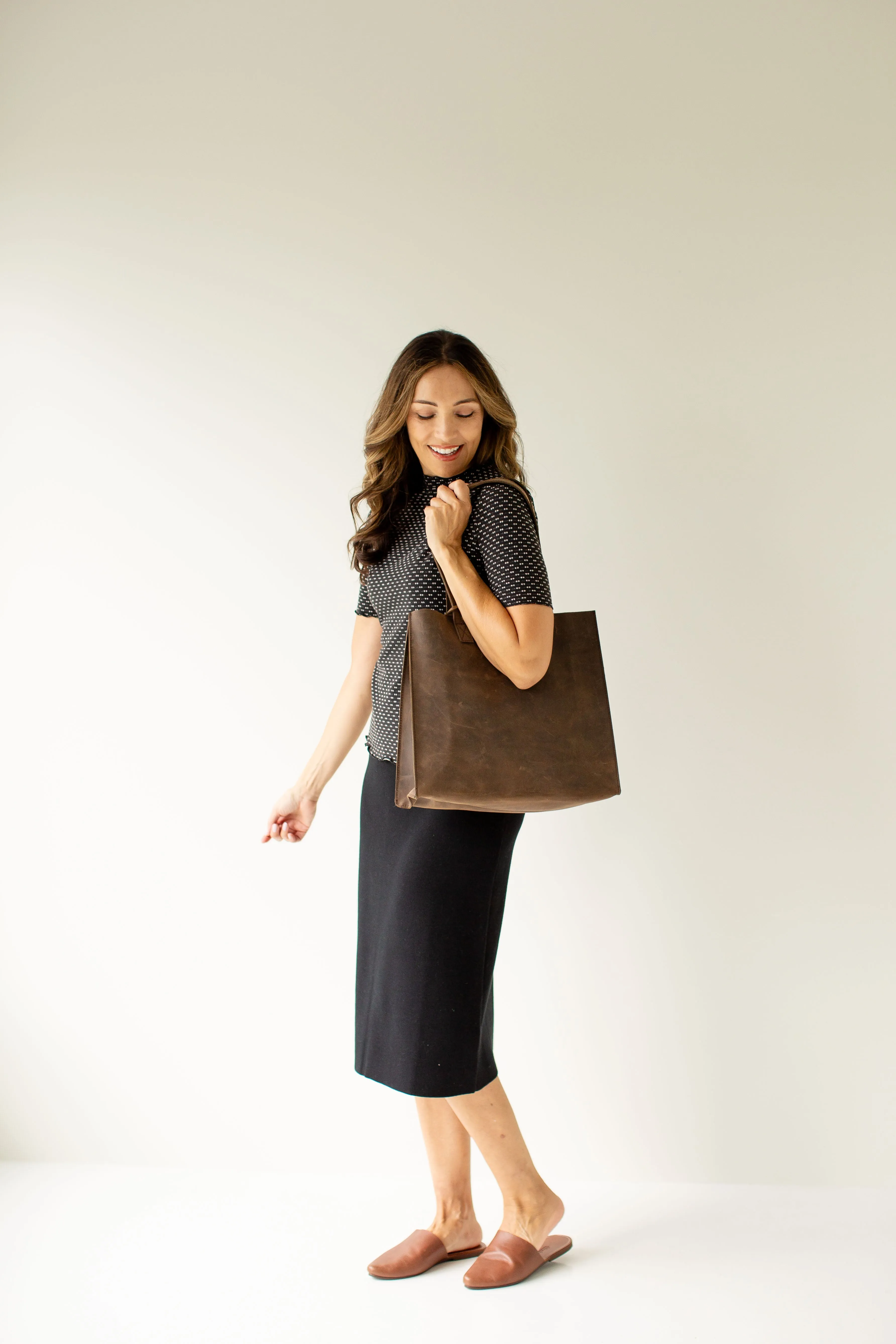 'Elaine' 100% Cotton Knit Sweater Skirt in Black