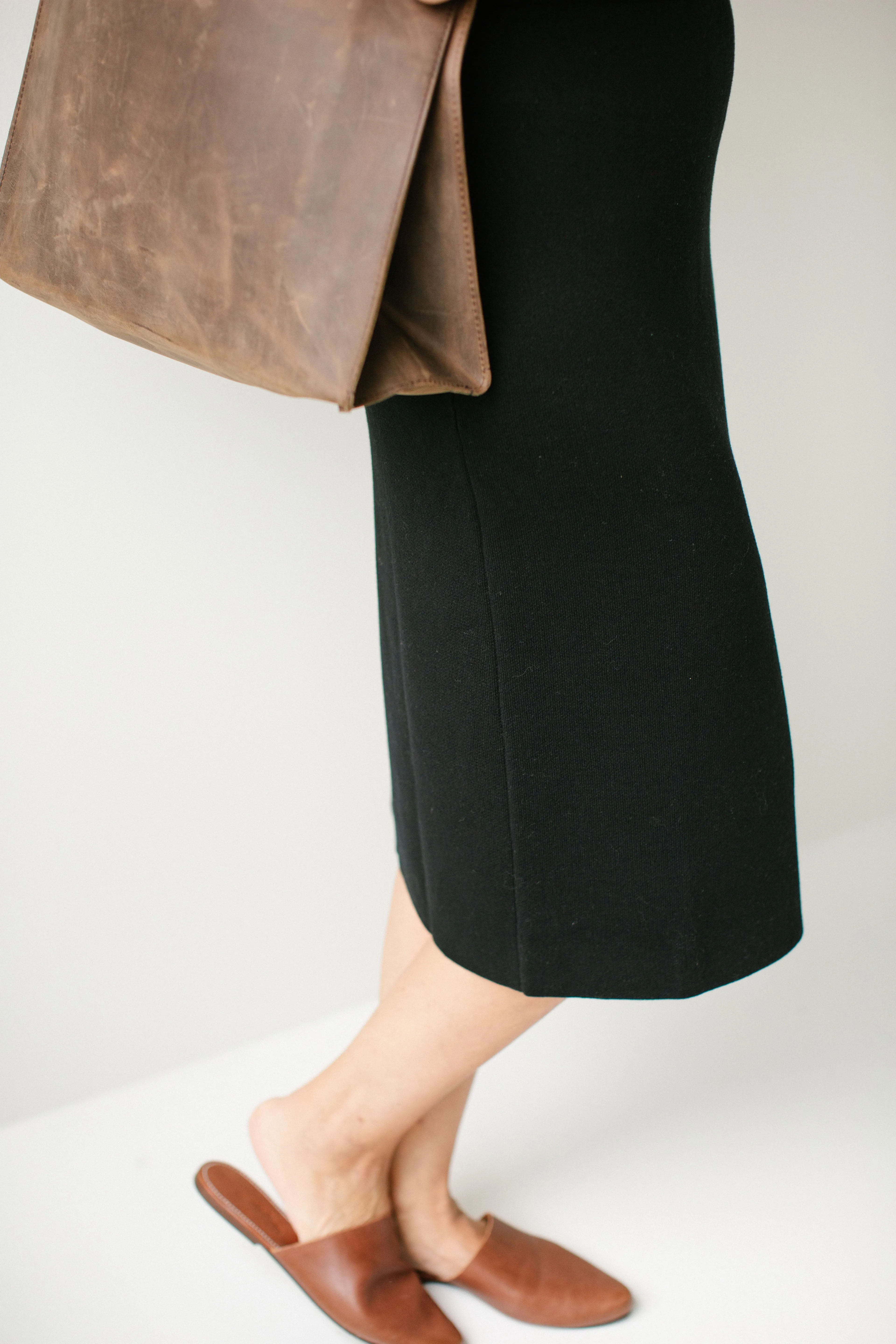'Elaine' 100% Cotton Knit Sweater Skirt in Black