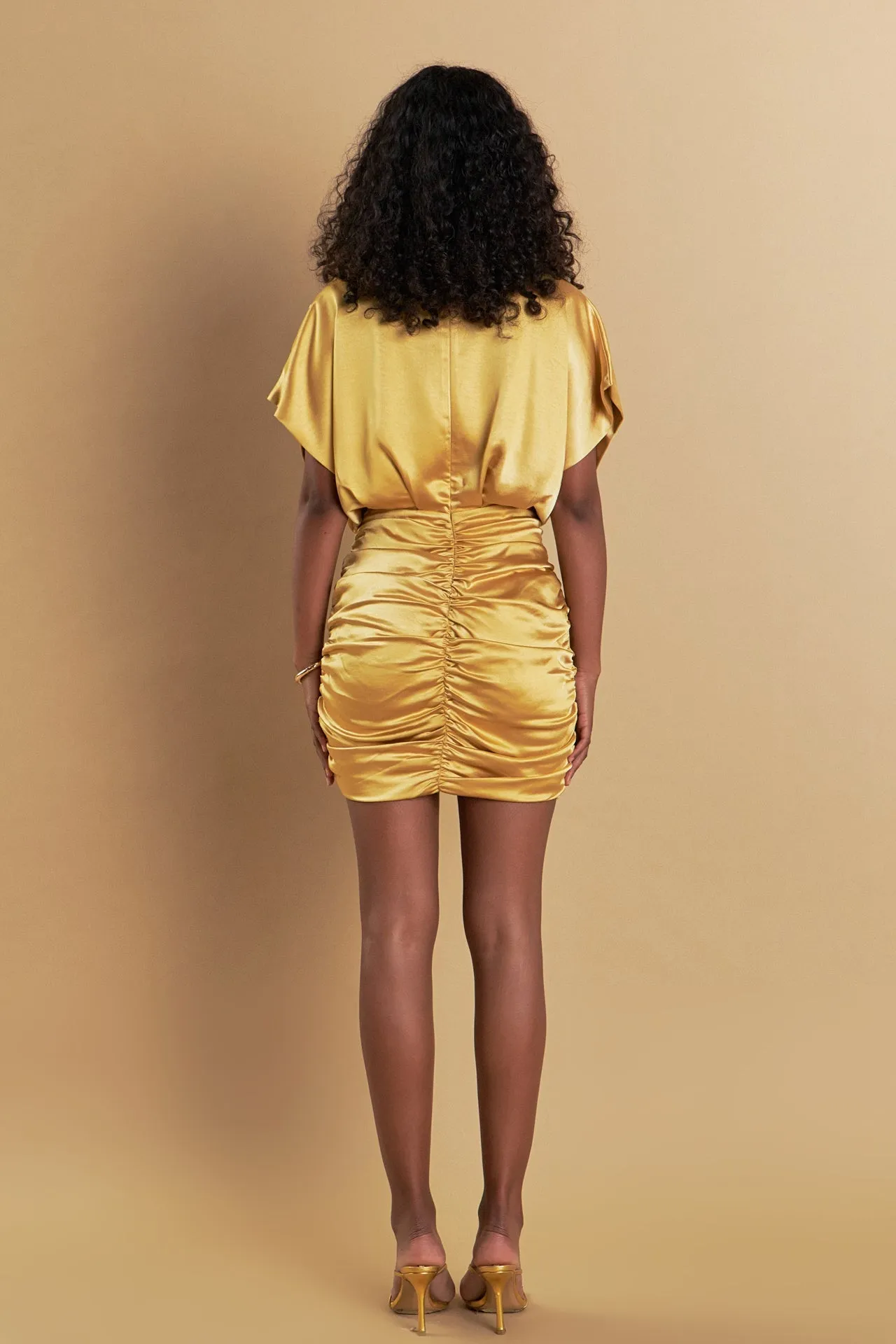 Endless Rose - Satin Wrapped & Shirred Mini Dress