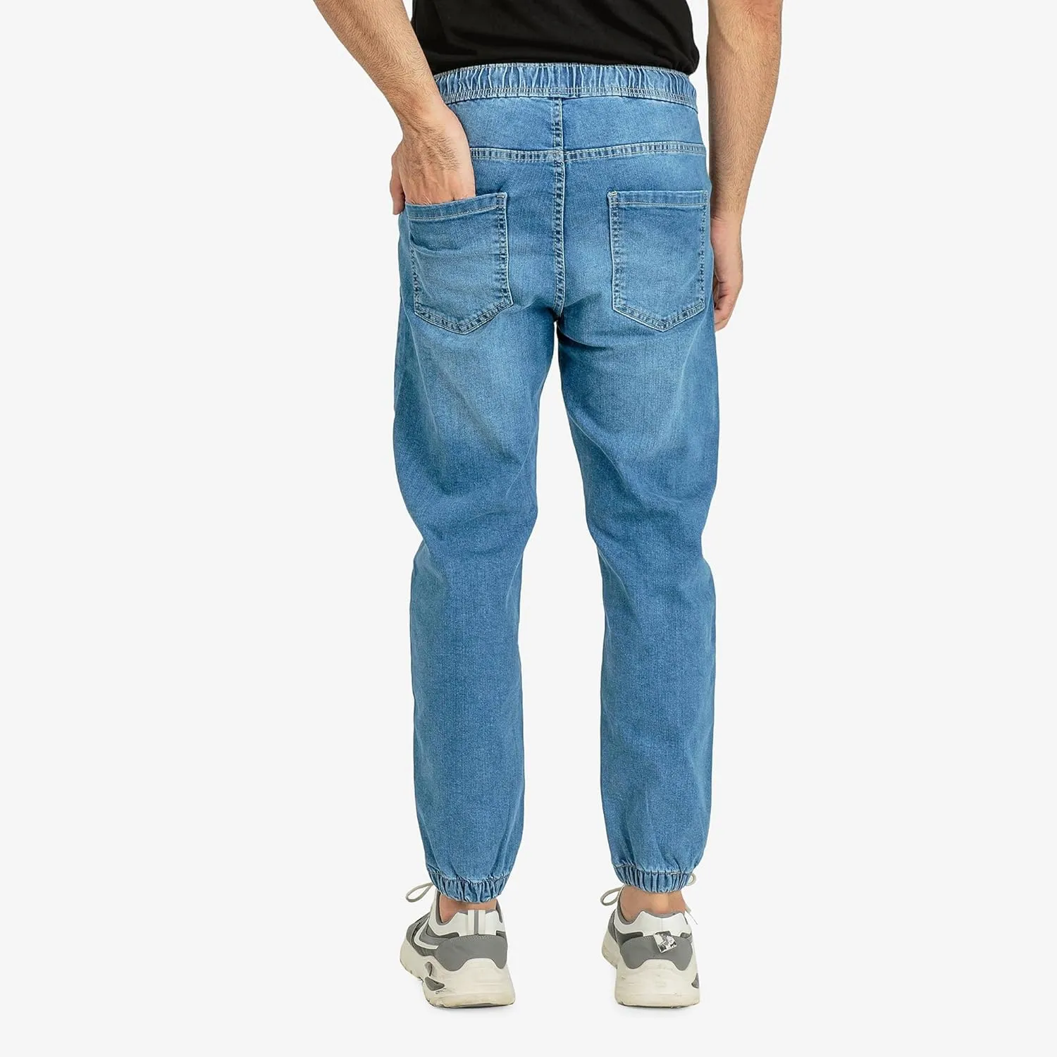 Essentials Men's Casual Slim Fit Denim Jogger Pants Relaxed Fit, Elastic Waist, Adjustable Fabric