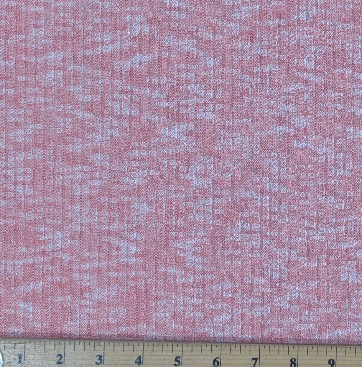 FabricLA Sweater Knit Slub 2 by 2 Knitted Hacci Fabric | 45" Wide | Coral