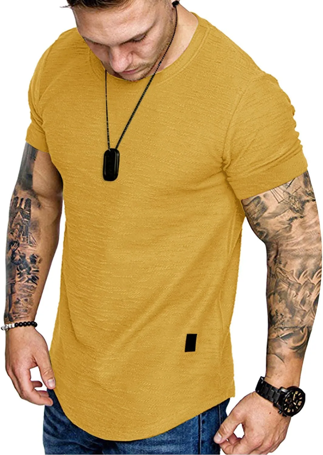 Fashion Mens T Shirt Muscle Gym Workout Athletic Shirt Cotton Tee Shirt Top