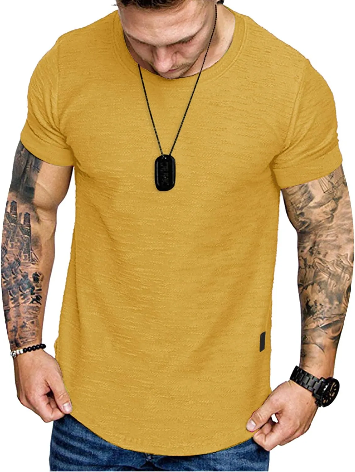 Fashion Mens T Shirt Muscle Gym Workout Athletic Shirt Cotton Tee Shirt Top