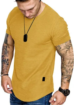 Fashion Mens T Shirt Muscle Gym Workout Athletic Shirt Cotton Tee Shirt Top