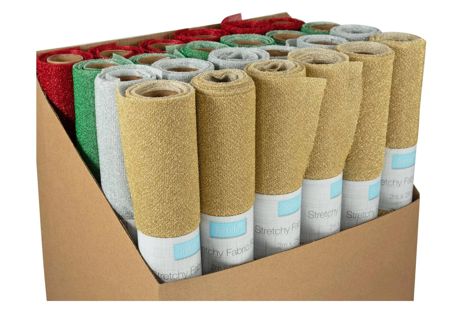 Festive Stretchy Sparkly Fabric Roll: 2m x 28cm
