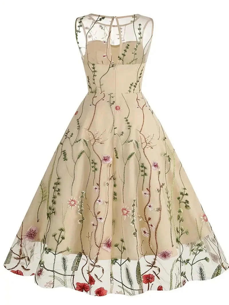Floral A Line Scoop Party Dress