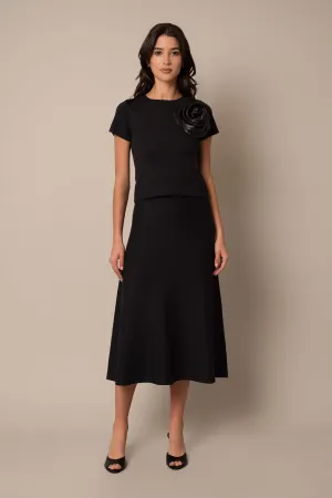 Flower Applique Top & Skirt Set