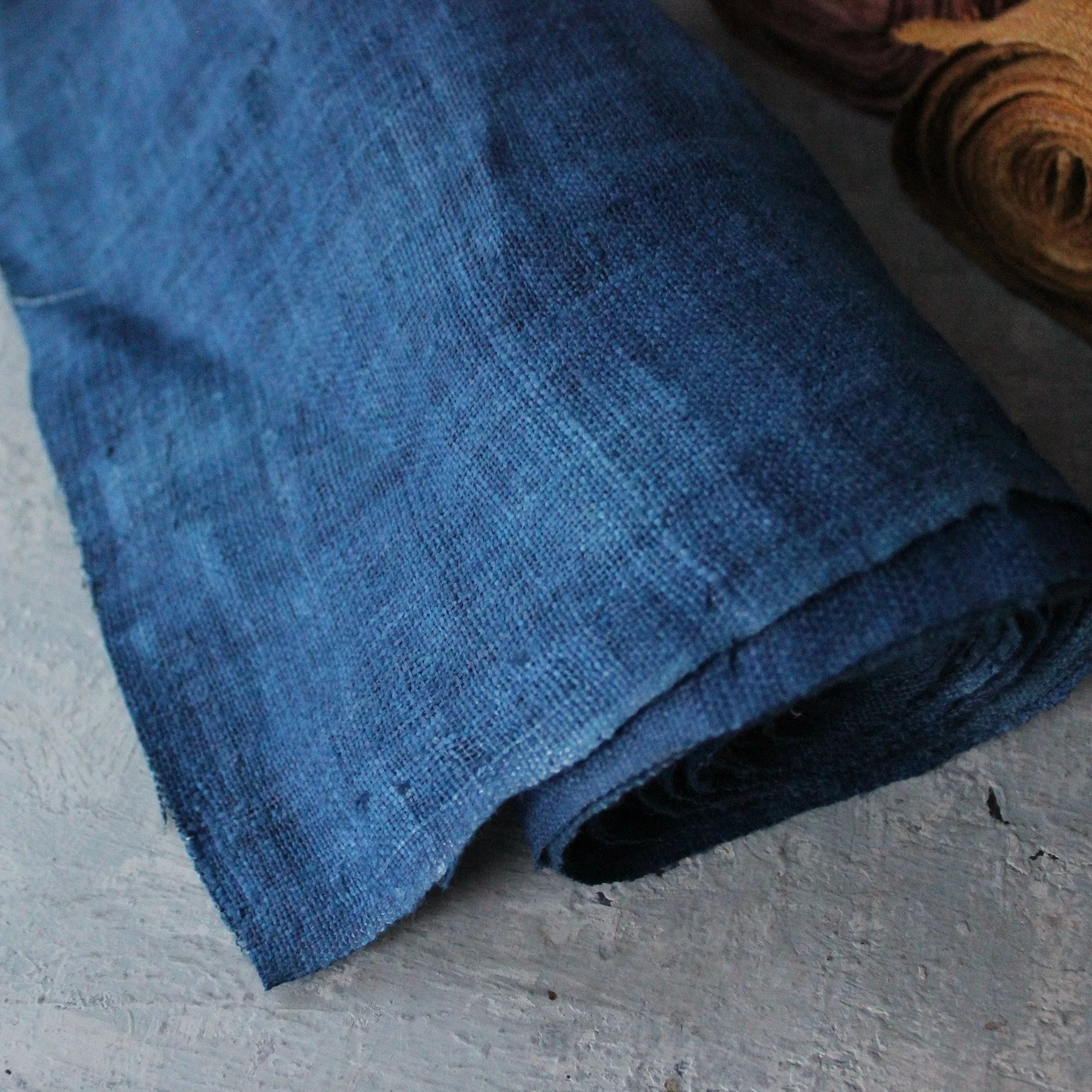 Handwoven Hemp Fabric Indigo