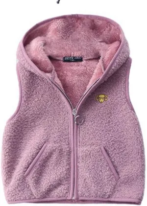 Happy Cherry Kids Fleece Winter Vest Hooded Warm Cotton Jacket Fall Outwear for Boys Girls