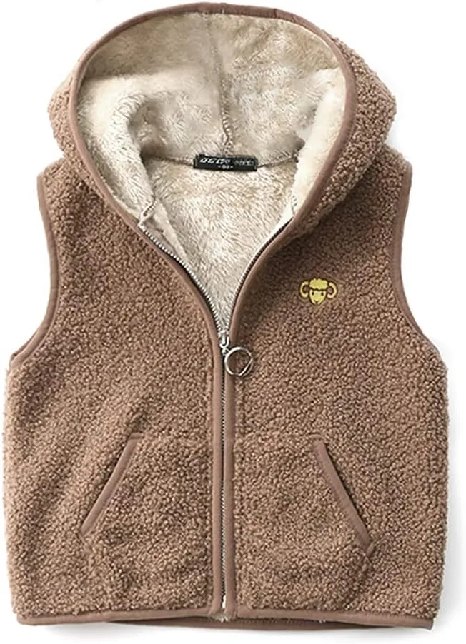 Happy Cherry Kids Fleece Winter Vest Hooded Warm Cotton Jacket Fall Outwear for Boys Girls